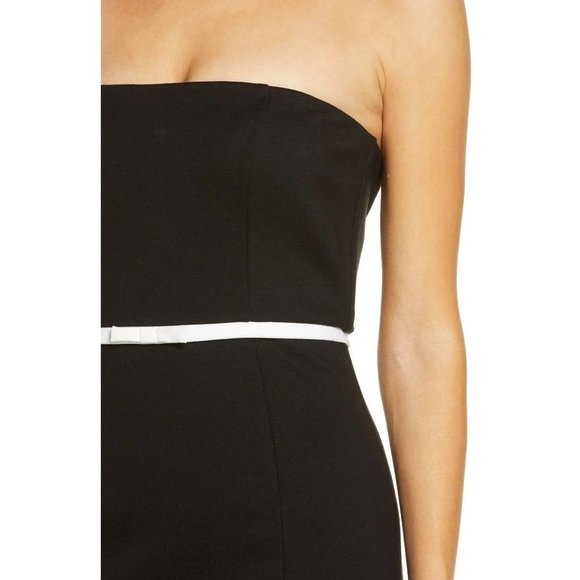 STAUD Honeydew Strapless Cocktail Dress Black and White Large NEW - Picture 6 of 12